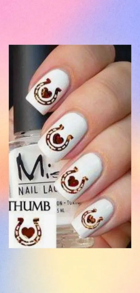 Horseshoe cowboy nail art