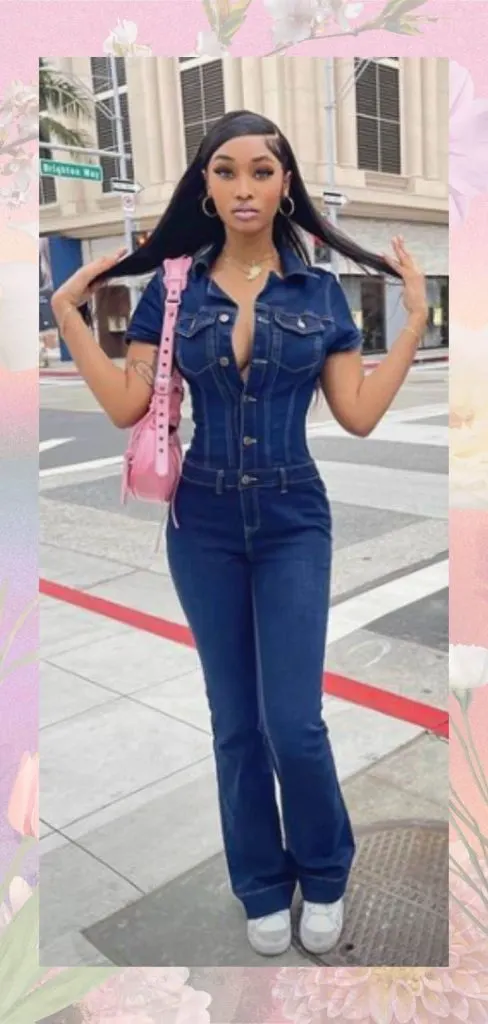 DENIM jumpsuit black girl outfit freaknik