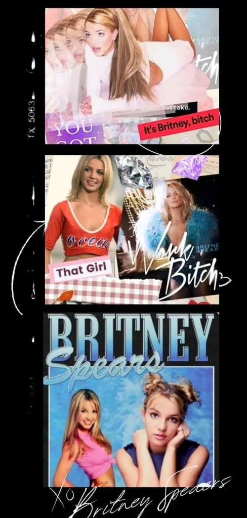 Britney Spears black Polaroid collage wallpaper