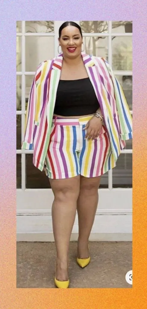 Colorful stripe blazer plus size