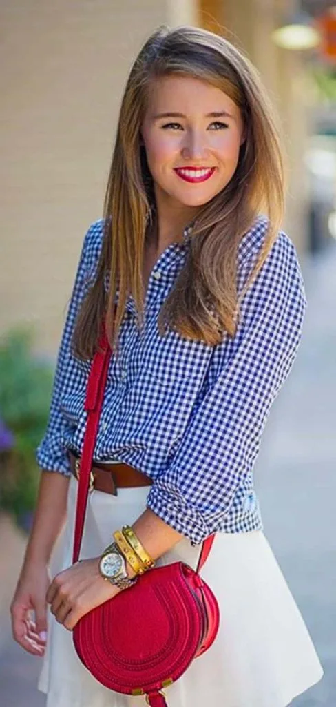 country club outfits gingham shirt