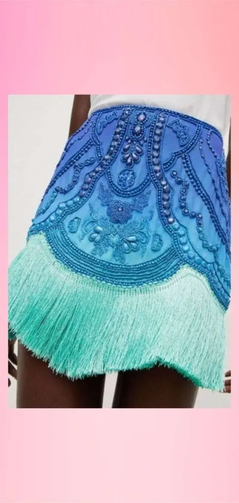 exotic tassels blue skirt