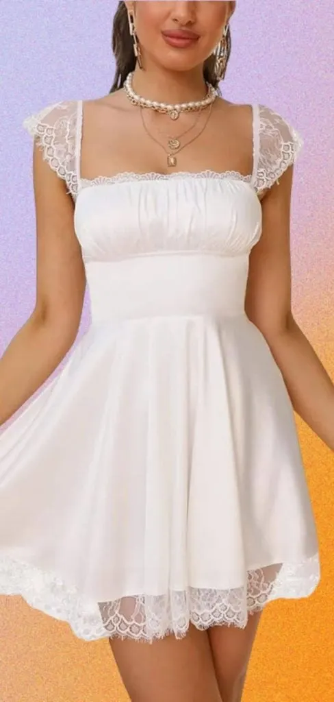 Romantic white graduation dress
