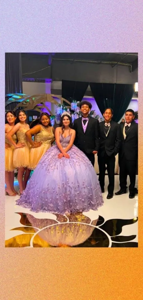 purple ball gown surprise dance