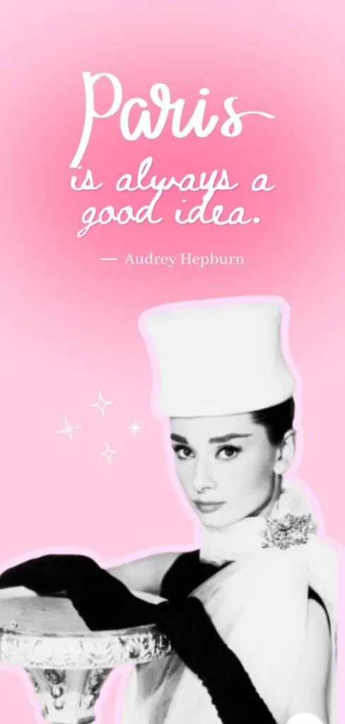 Audrey Hepburn's pink Paris wallpaper