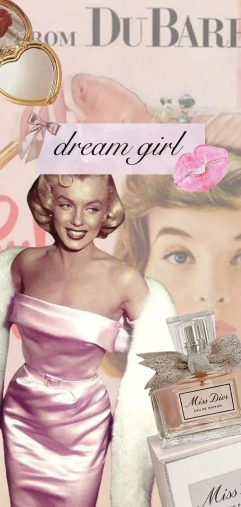 Marilyn Monroe's dream girl pink collage wallpaper