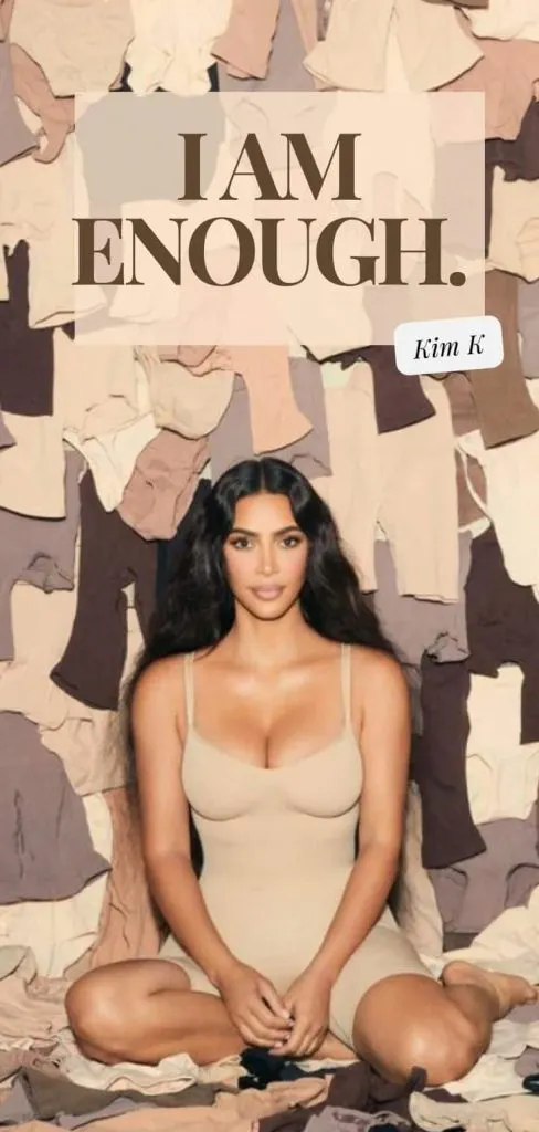 Kim Kardashian I am enough beige wallpaper
