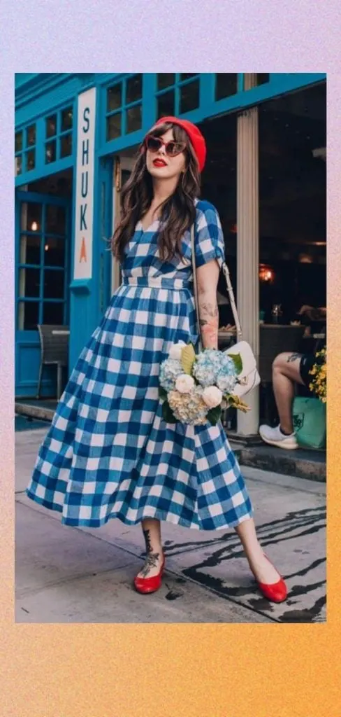 Gingham dress for Paris party