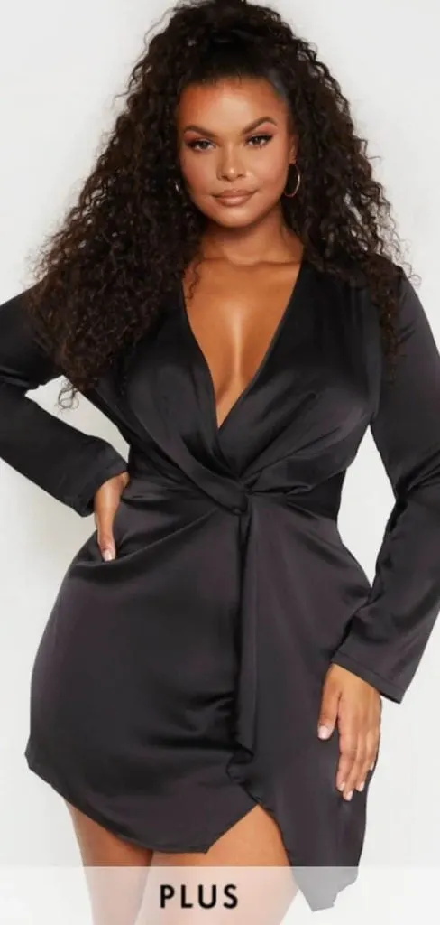 plus size black wrap dress