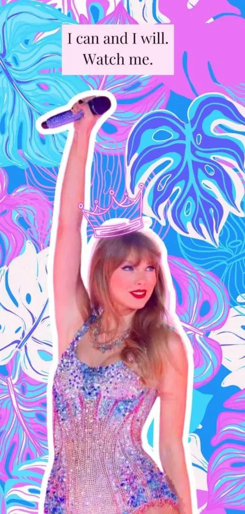 Taylor Swift's colorful collage with quote