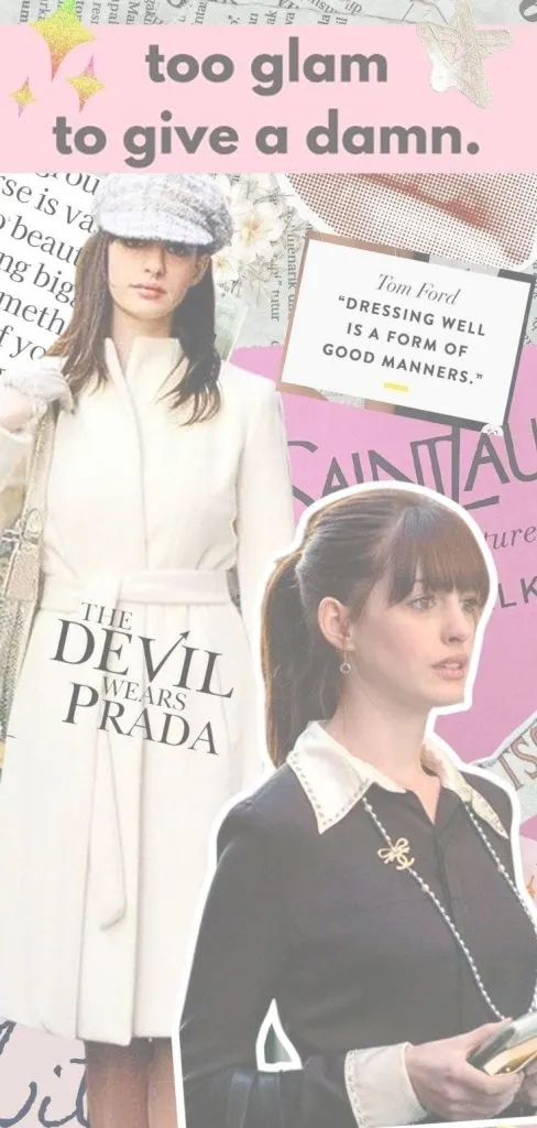 The Devil wears Prada white overlay collage wallpaper