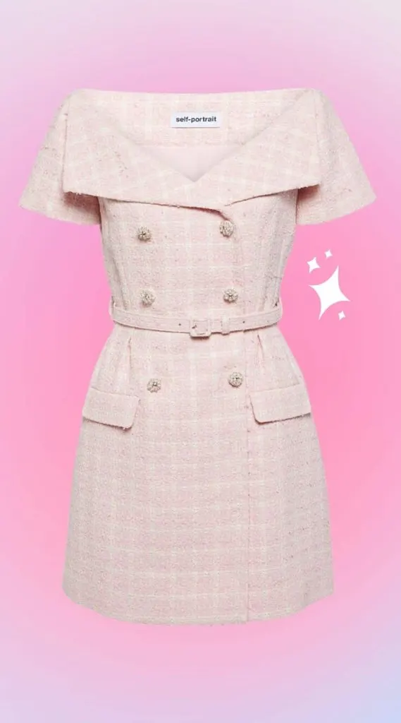 Pink Checked boucl&eacute; minidress