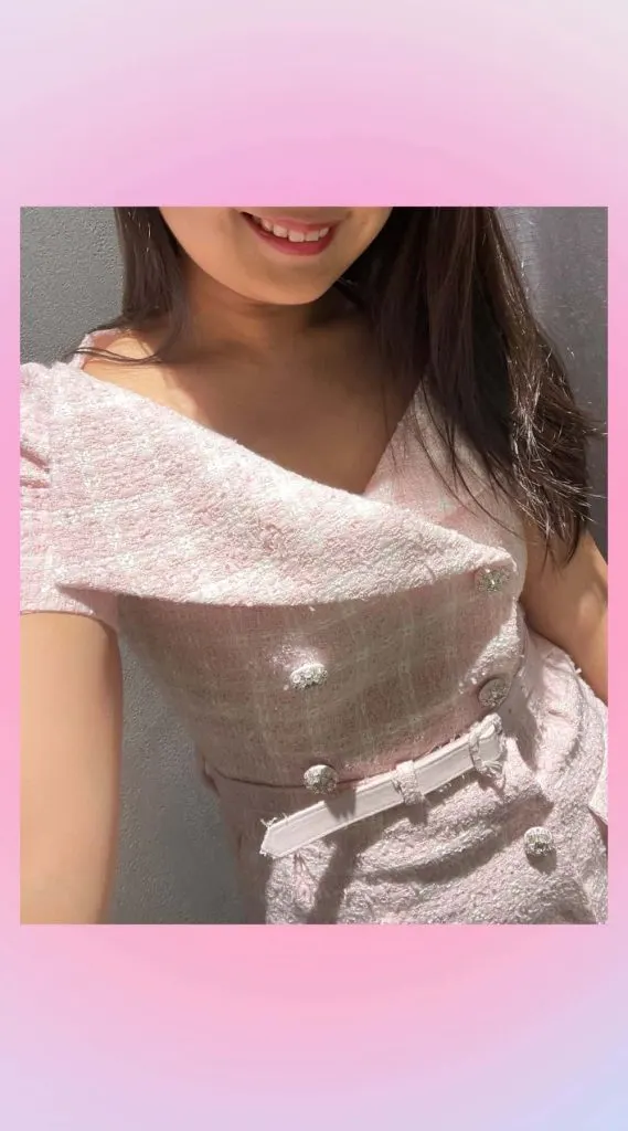 Pink Checked boucl&eacute; minidress