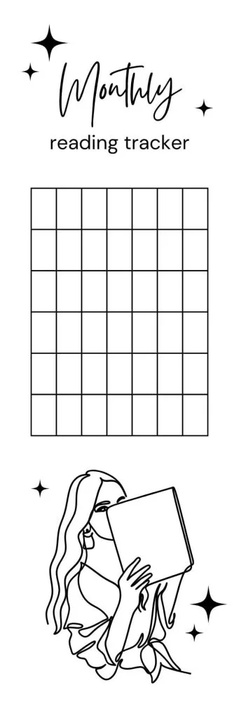Monthly reading tracker coloring bookmark