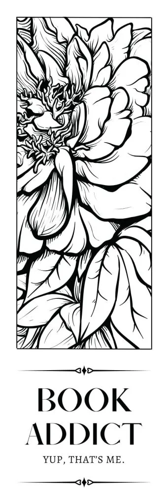Book addict printable bookmark