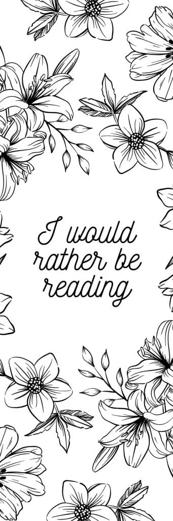 I would rather be reading printable bookmark