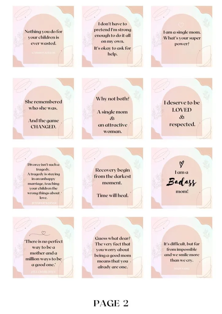single mom affirmations printables