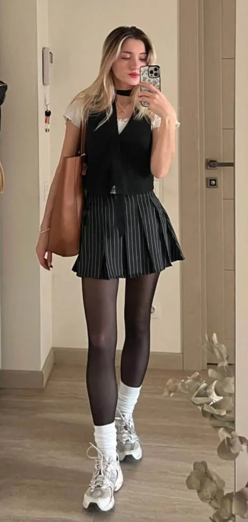 mini skirt outfit fleece legging