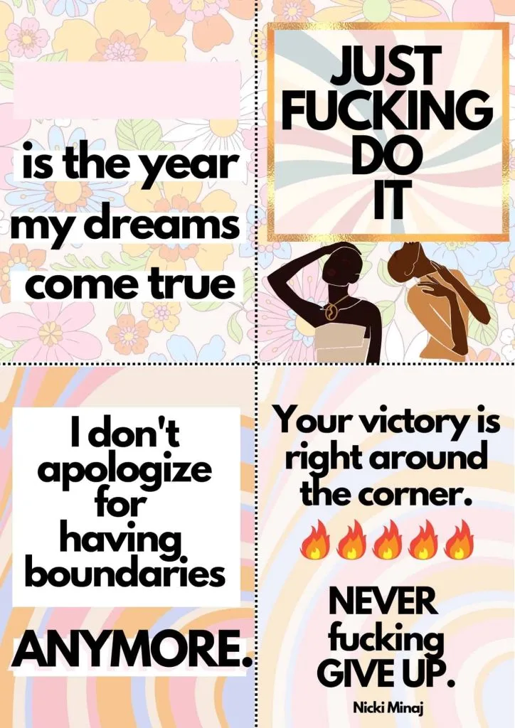 Blank affirmation card printables