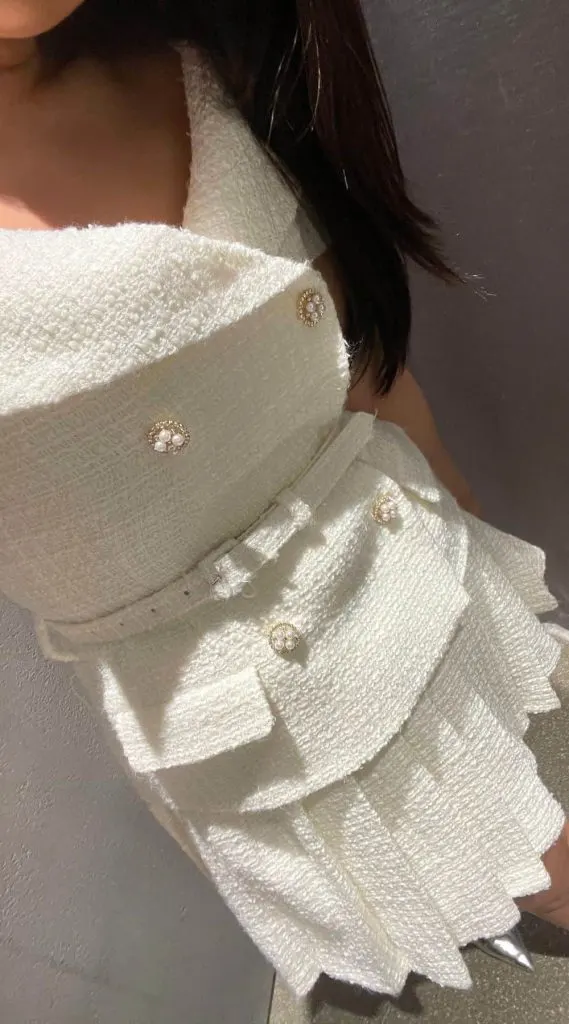 self-portrait boucle mini dress