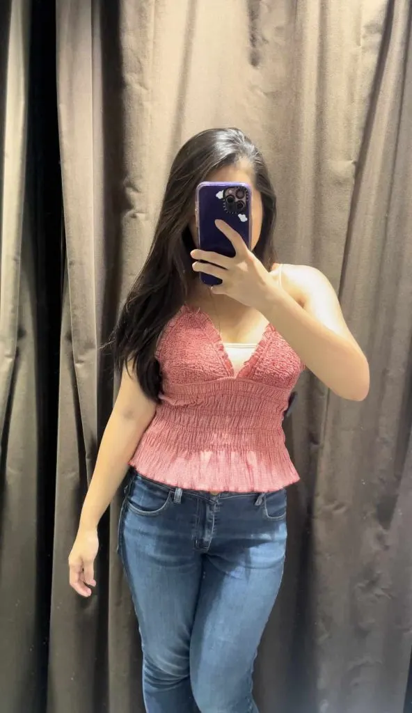 Red gingham top zara