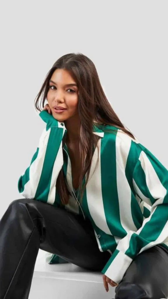 green striped green shirt