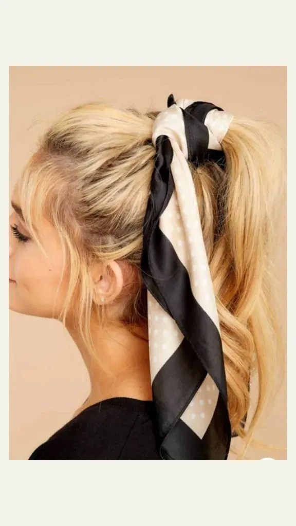 headscarf as hair tie