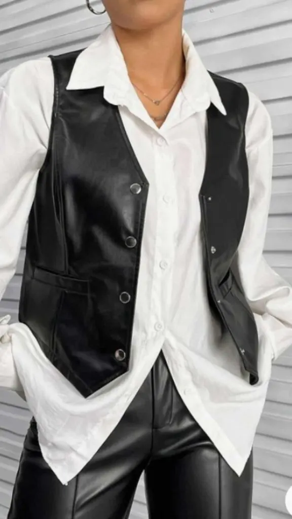 what to wear with leather vest