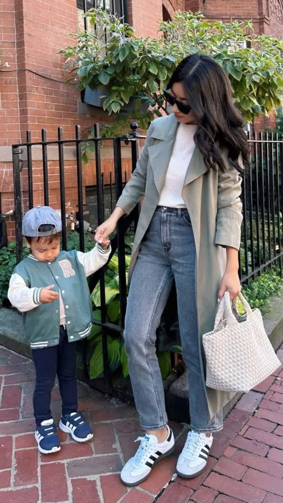 monotone mom and son outfit