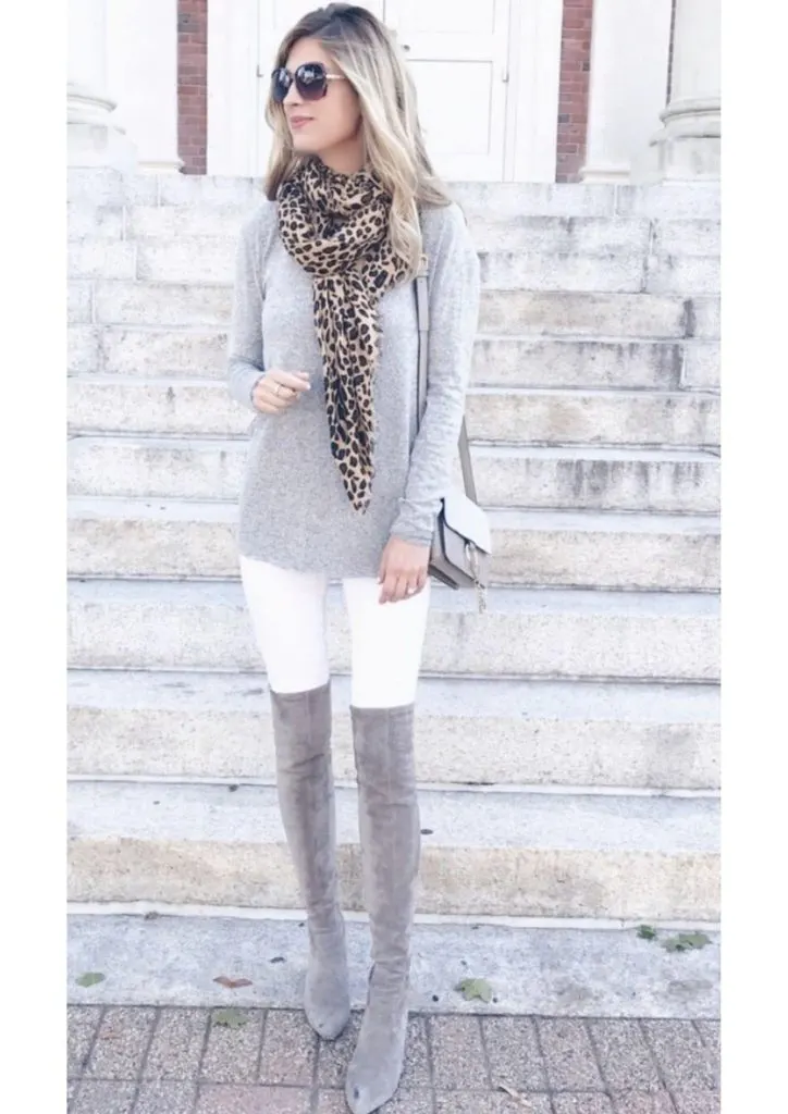 grey over knee boots outfits