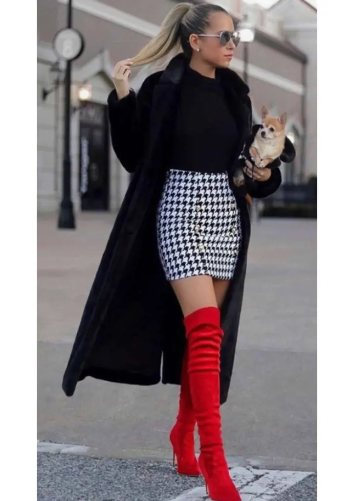 red over knee boots outfit ideas