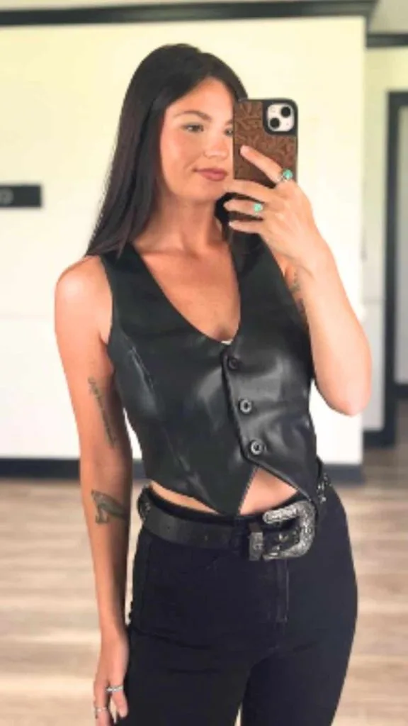 black leather vest