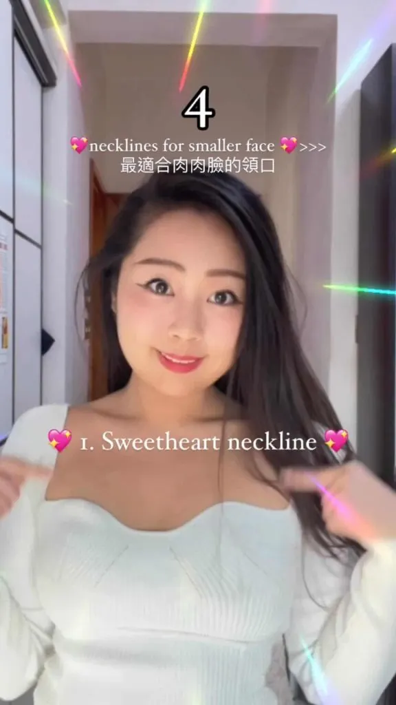 sweetheart neckline for smaller face