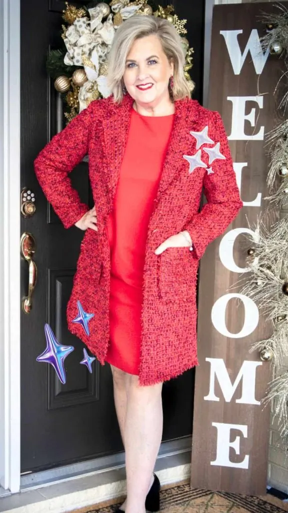 red 60th birthday party outfit