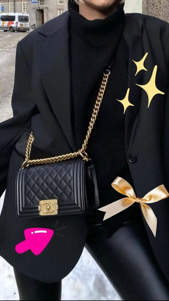 all black outfit Chanel boy bag