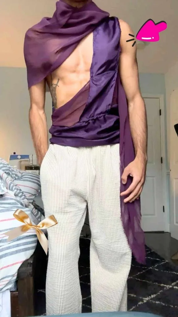 PURPLE TOGA PARTY TOP guy