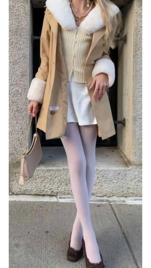 white tights outfit ideas