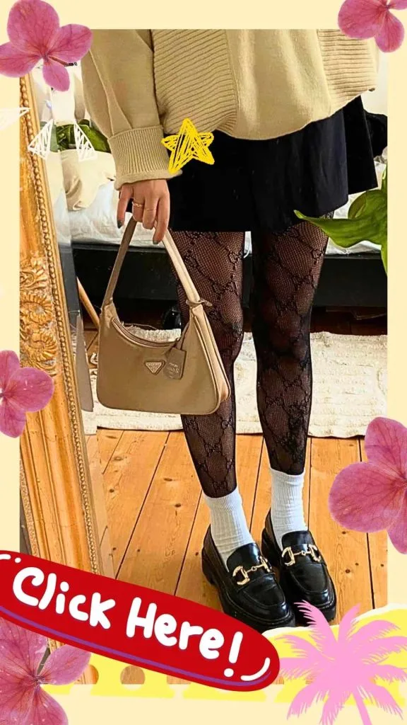 black sheer tights and moccasins