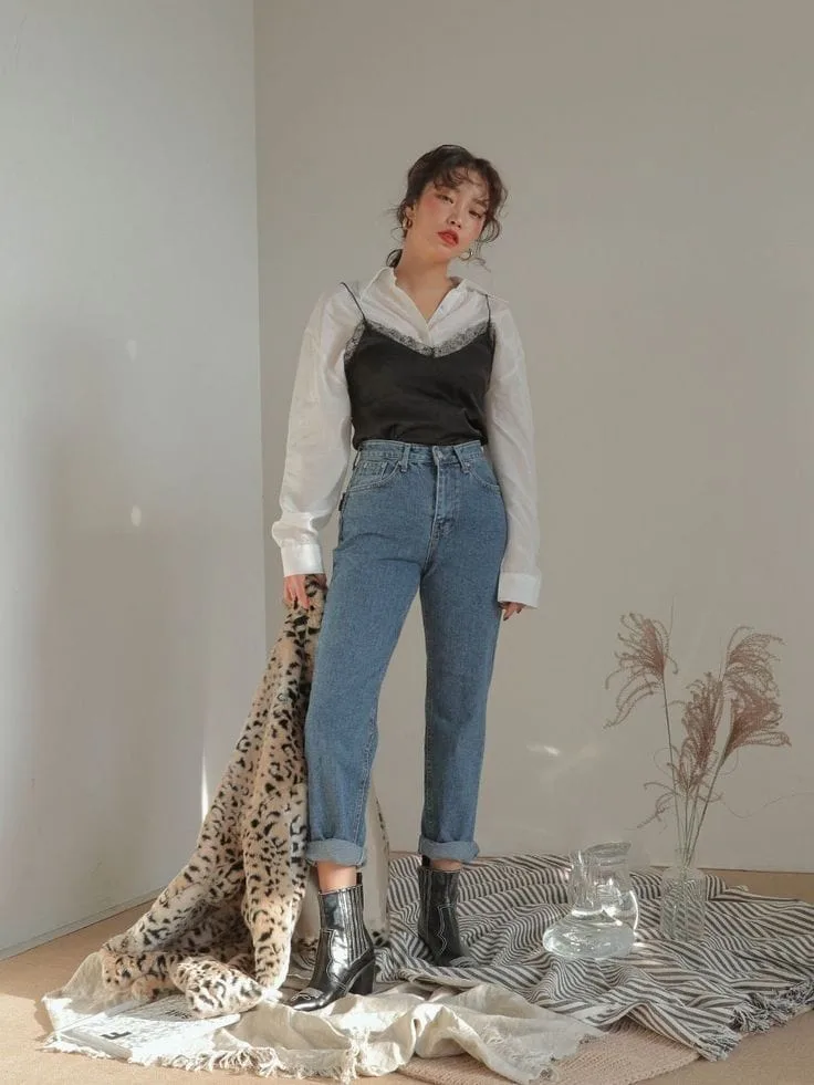 white shirt and cami top