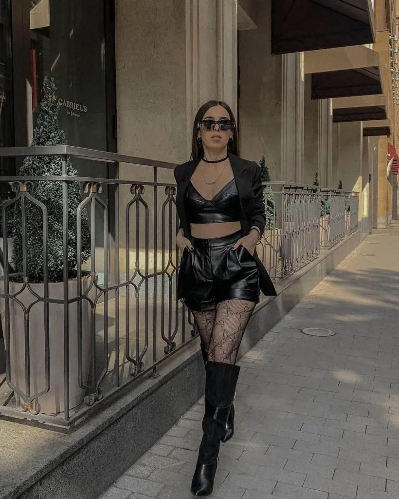 LEATHER shorts and boots 