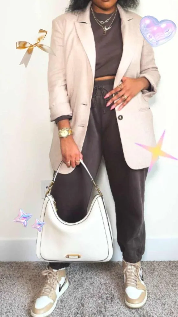 blazer and jogger pants outfit work women