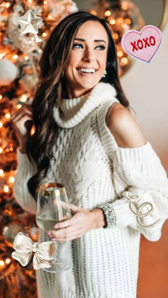 Cold shoulders knit sweater for Christmas party