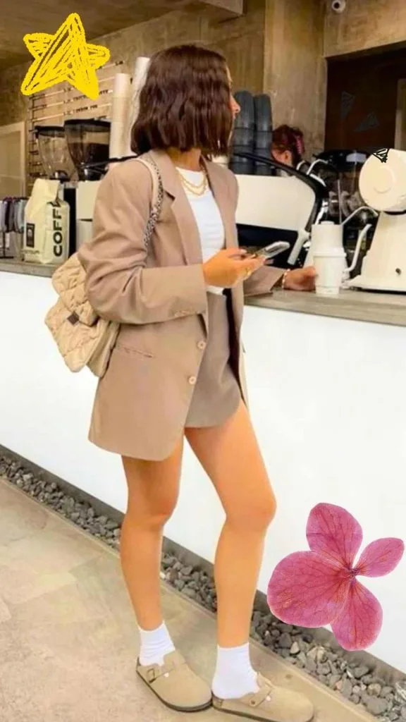 aesthetic clogs outfits blazer