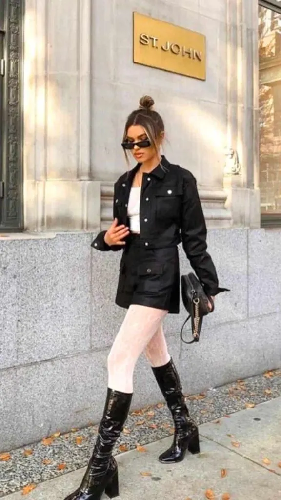 street style white tights outfits