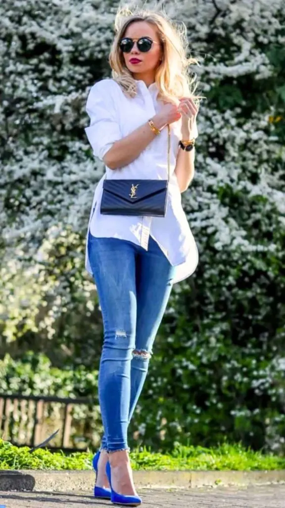 casual denim shoes outfit ideas