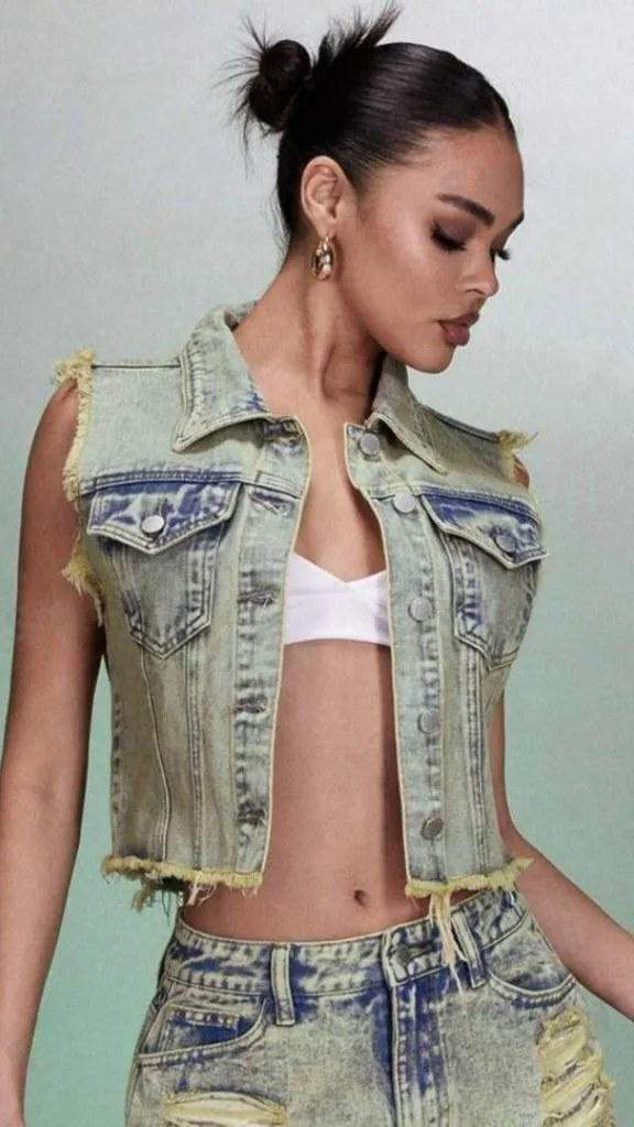 Acid wash denim jacket