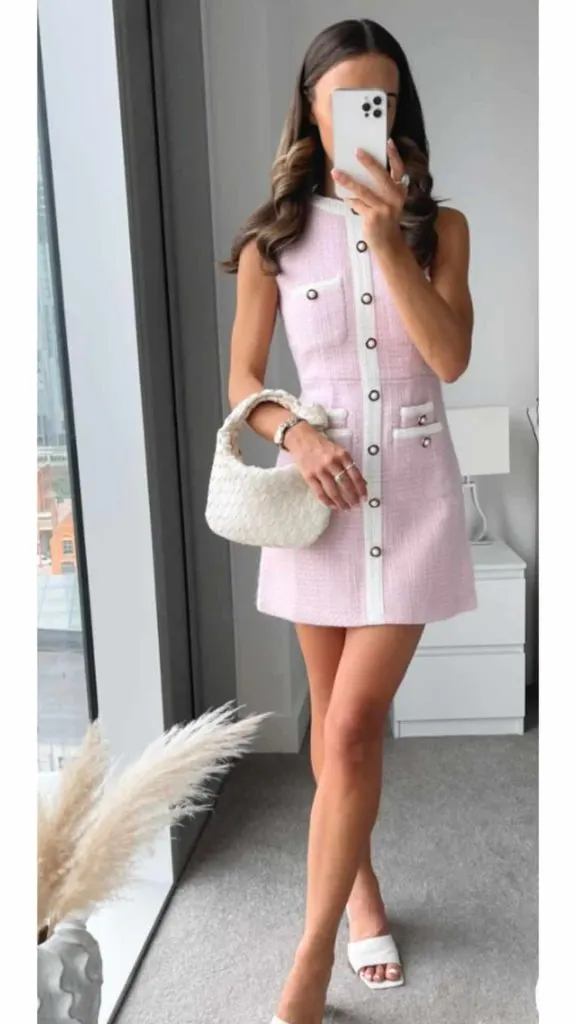 first day of work pink dress