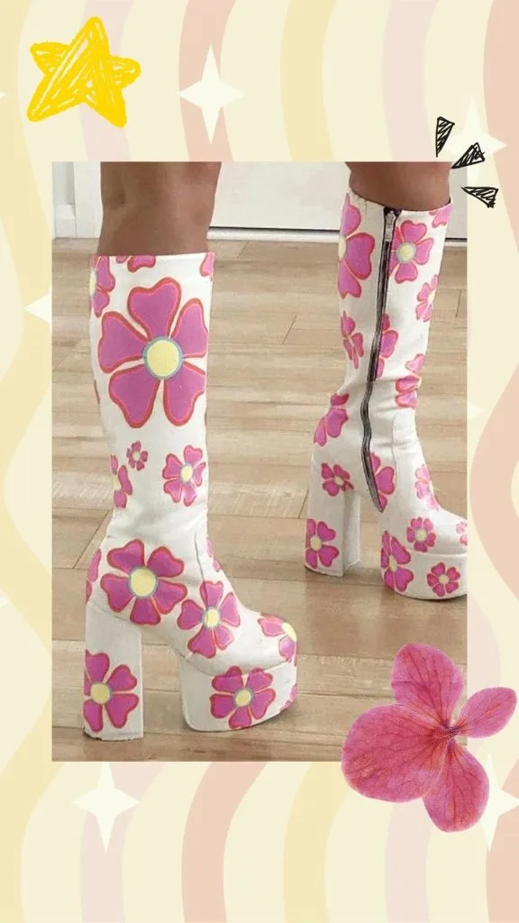 flower 70s gogo boots