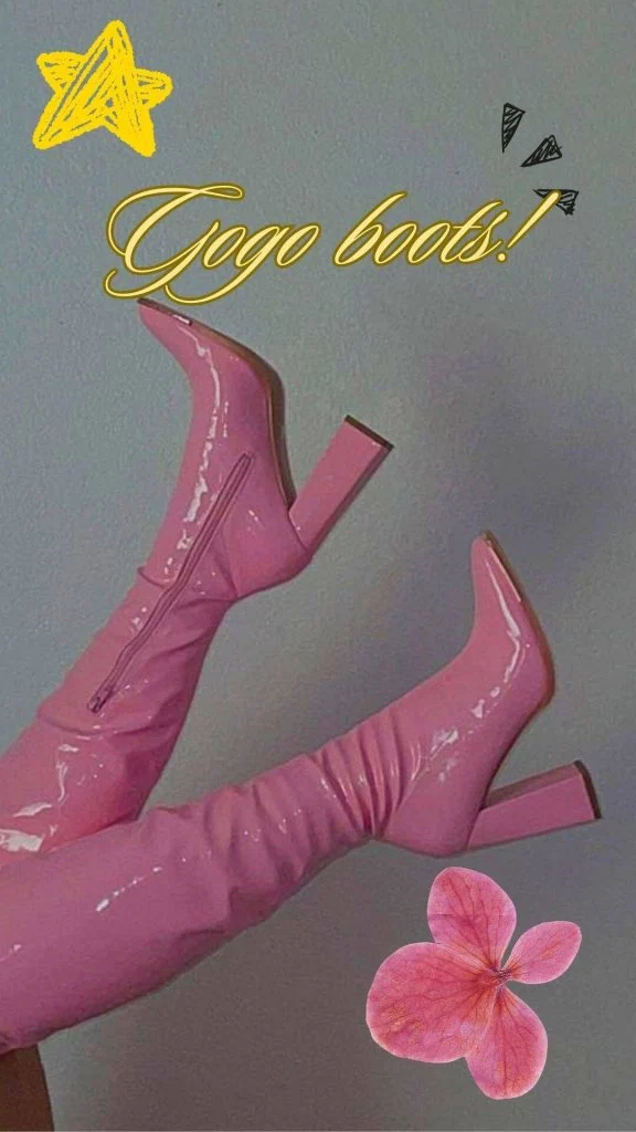 gogo boots outfit ideas pink