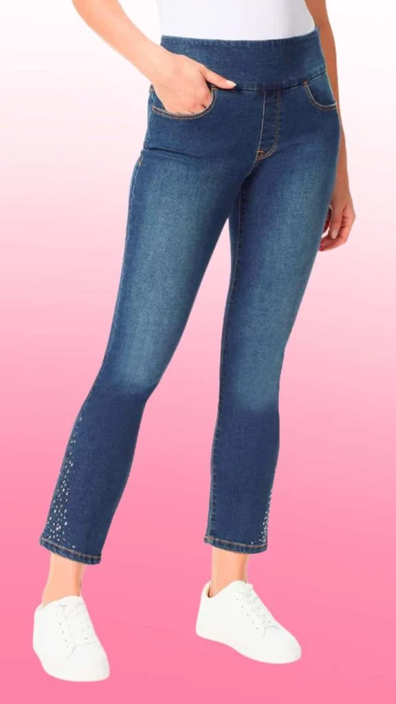 blue Pull on High Rise Jean